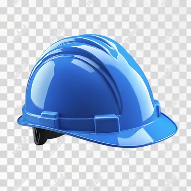 A blue safety helmet with a delicate texture and high quality. The background is clean and plain-colored.