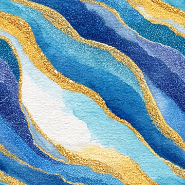 a refined and abstract watercolor of flowing silver, cobalt blue, and gold brushstrokes, symbolizing precision, clarity, and luxury, with soft edges elegantly fading into a clean ivory field, keeping a balanced flow and harmony, soft watercolor textures blending with shimmering golden accents, rofile whv7267   --s 250
