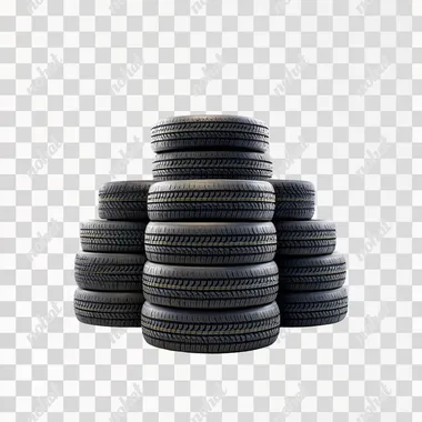 a stack of same size tires on a white background, professional photo, sharp focus --s 0