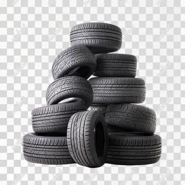 a stack of same size tires on a white background, professional photo, sharp focus --s 0