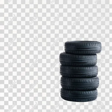 a stack of same size tires on a white background, professional photo, sharp focus --s 0