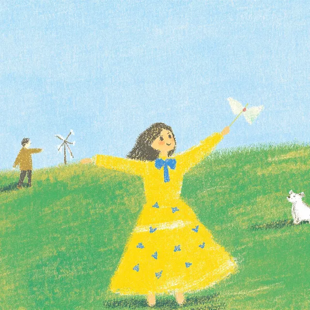 Spring Joy: A Girl, Her Kite, and a Hill of Dreams