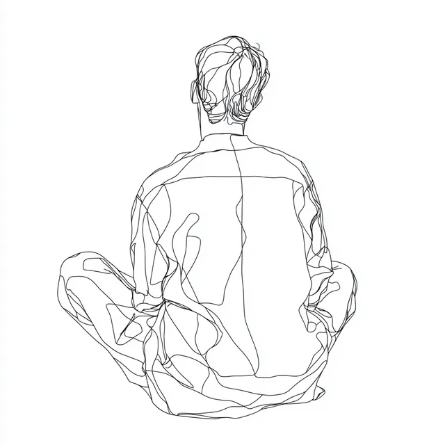 Minimalist Vector Line Drawing of a Seated Person
