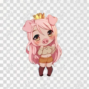 imagine queenfildi as a pig. chibi anime character style --s 50