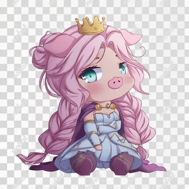 imagine queenfildi as a pig. chibi anime character style --s 50