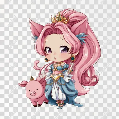 imagine queenfildi as a pig. chibi anime character style --s 50