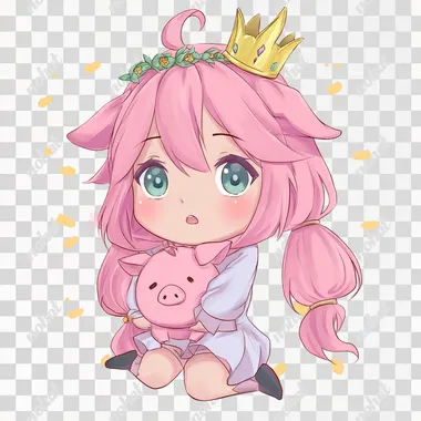 imagine queenfildi as a pig. chibi anime character style --s 50