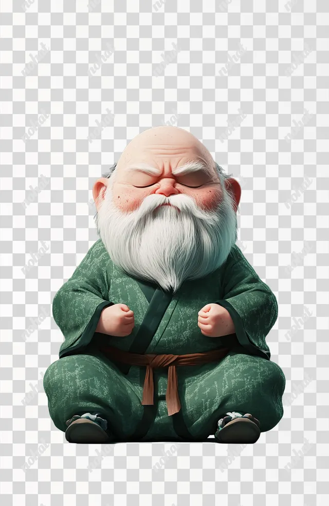 Wise Grandpa in Emerald: A 3DCG Anime Illustration