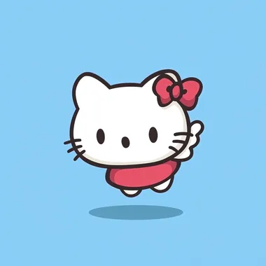Cute hellokitty, hellokitty is falling down, simple shape, with a certain depth, vector design of the game icon, colorful, playful, simple background, 2d flat style, low detail,