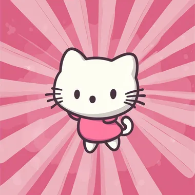 Cute hellokitty, hellokitty is falling down, simple shape, with a certain depth, vector design of the game icon, colorful, playful, simple background, 2d flat style, low detail,