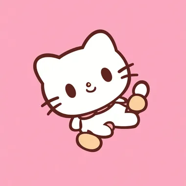 Cute hellokitty, hellokitty is falling down, simple shape, with a certain depth, vector design of the game icon, colorful, playful, simple background, 2d flat style, low detail,