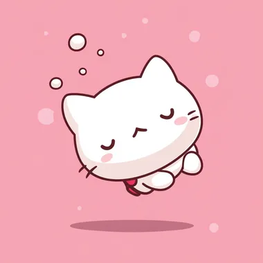 Cute hellokitty, hellokitty is falling down, simple shape, with a certain depth, vector design of the game icon, colorful, playful, simple background, 2d flat style, low detail,