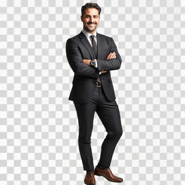 Confident Man in Suit Smiling for the Camera