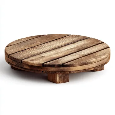 Round wooden platform isolated on white background