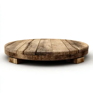 Round wooden platform isolated on white background