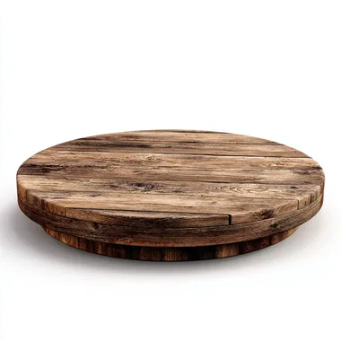 Round wooden platform isolated on white background