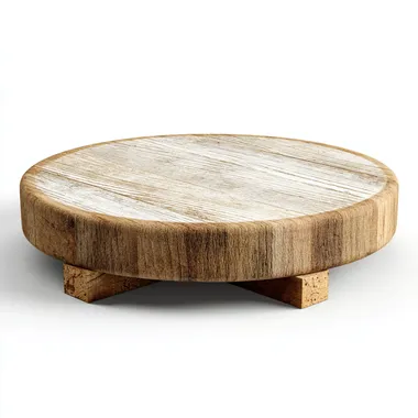 Round wooden platform isolated on white background