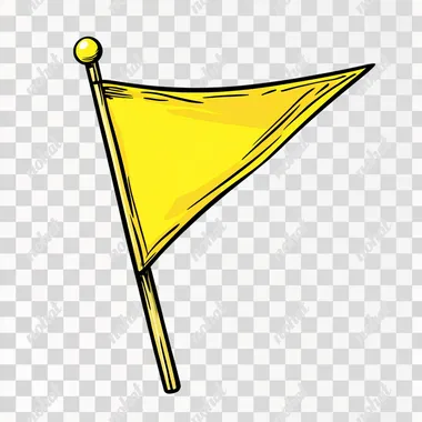 cartoon image of a triangle yellow flag on a stick --s 50