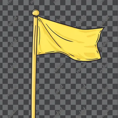 cartoon image of a triangle yellow flag on a stick --s 50