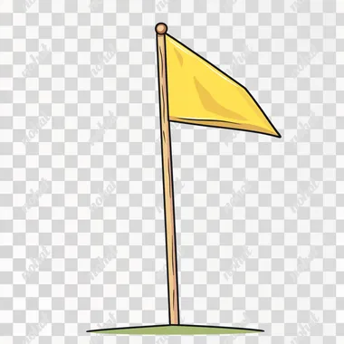 cartoon image of a triangle yellow flag on a stick --s 50