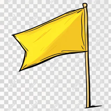 cartoon image of a triangle yellow flag on a stick --s 50