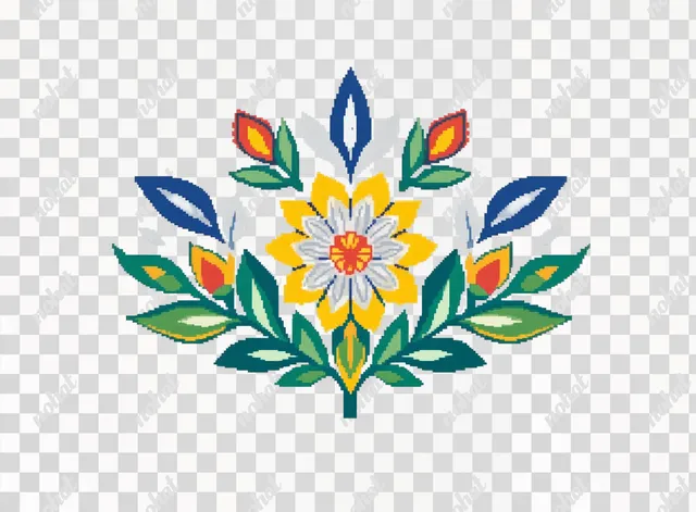 PNG Pixel Art Flower Cross Stitch Pattern for Home Decor Embroidery