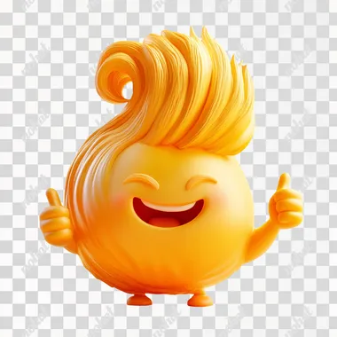 a emoji with hands and legs, sitting in the hair and showing the thumbs up because he tasted something good