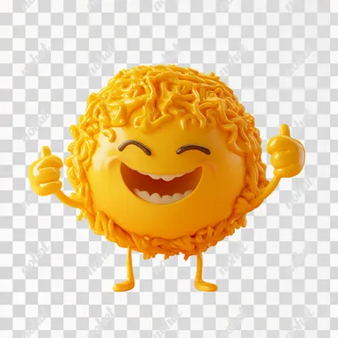a emoji with hands and legs, sitting in the hair and showing the thumbs up because he tasted something good