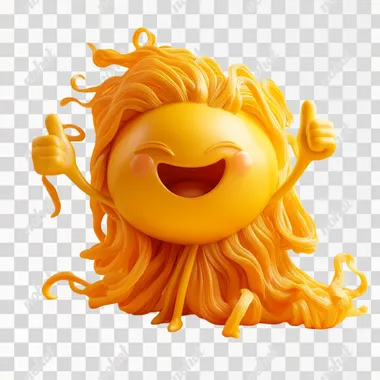 a emoji with hands and legs, sitting in the hair and showing the thumbs up because he tasted something good