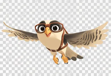cartoon caricature of Peregrine falcon speeding in the wind with speeding glasses, cartoon style inspired by Disney and Pixar, character sheet, white background