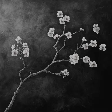 image branch sakura realism black and grey high contrast