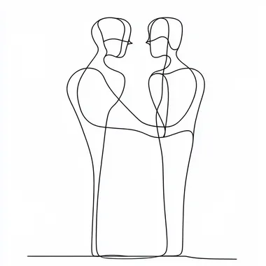 Line art, Conflict, fght between two people, minimal, black line art, white background