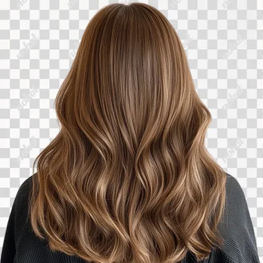 brown hair cutout with white background, loose natural waves