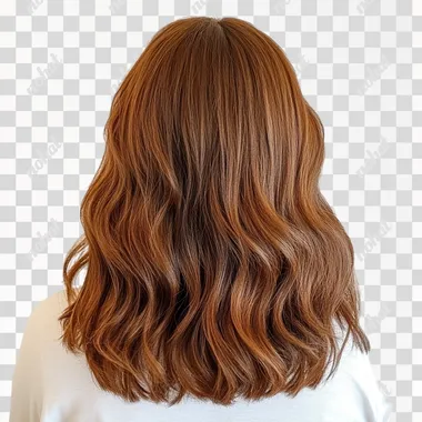 brown hair cutout with white background, loose natural waves