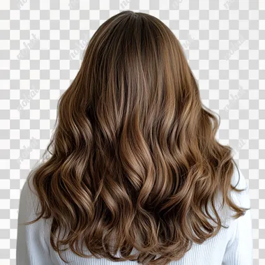 brown hair cutout with white background, loose natural waves