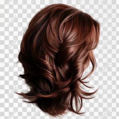 brown hair cutout with white background, loose natural waves