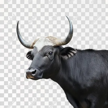 a photo of a carabao, side view, white background