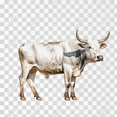 a photo of a carabao, side view, white background