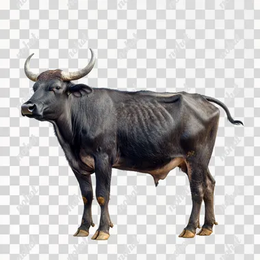 a photo of a carabao, side view, white background