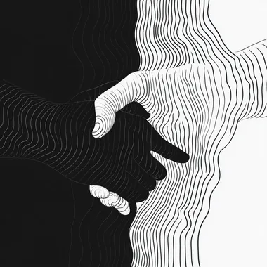 modern poster of a handshake. black and white hands, simple 2d vector stile