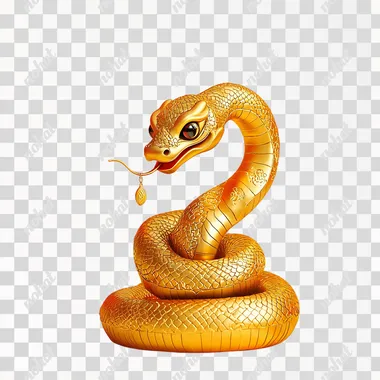 A cute golden snake ornament, cartoon anthropomorphism, the Chinese zodiac snake, a small golden gift, suitable for Chinese spring gift giving, 8K