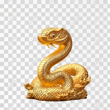 A cute golden snake ornament, cartoon anthropomorphism, the Chinese zodiac snake, a small golden gift, suitable for Chinese spring gift giving, 8K