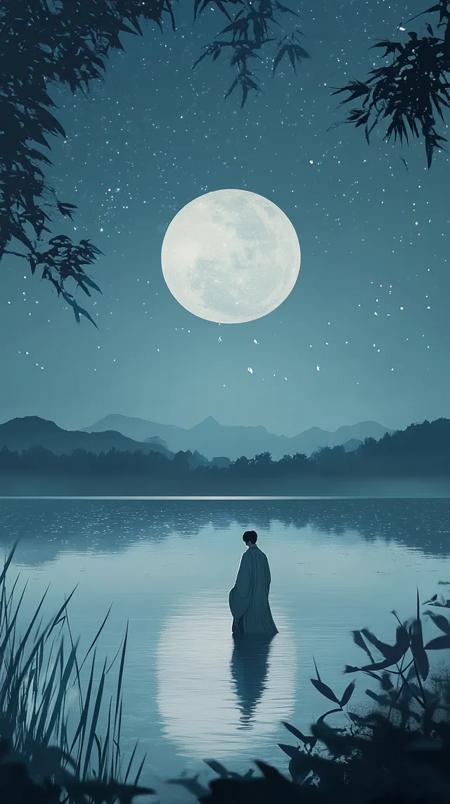 Serenity by the Tranquil Lake: A Tang Dynasty Reflection