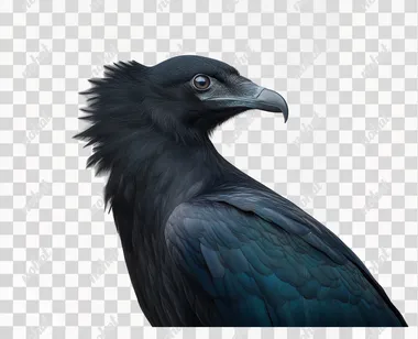 studio photograph of an all black flying vulture. facing camera. neutral white background, hyper real       rofile 2b8vo57