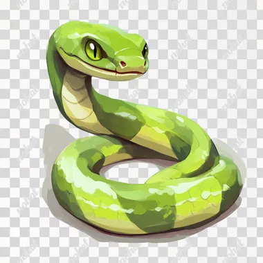 green snake in cartoonstyle on white background
