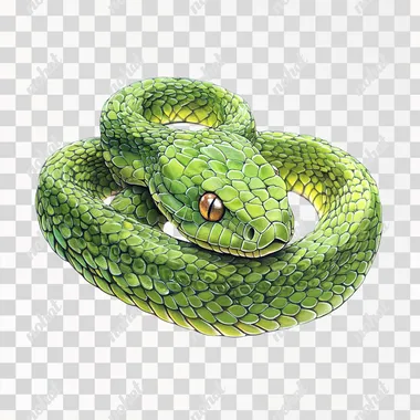 green snake in cartoonstyle on white background