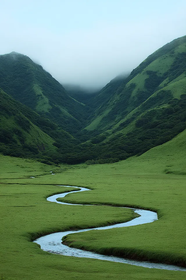 Serene Valley with Meandering River