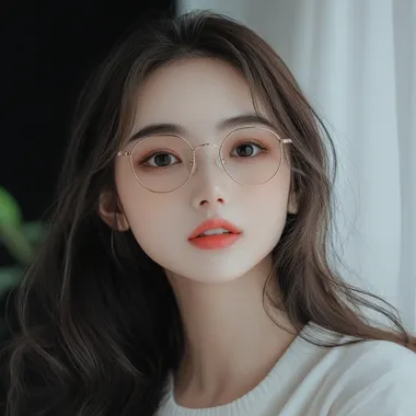 Youtuber Thai girl wearing glasses looks very realistic, real person.