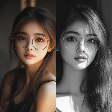 Youtuber Thai girl wearing glasses looks very realistic, real person.