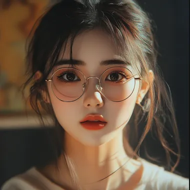 Youtuber Thai girl wearing glasses looks very realistic, real person.
